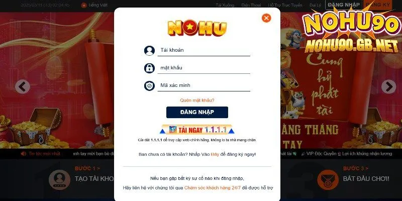 Hướng dẫn đăng nhập Nohu90 - Các bước đơn giản