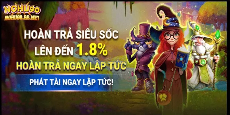 Chương trình hoàn trả lên đến 1.8% tại Nohu90