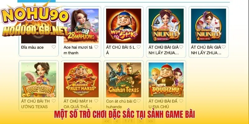 Điểm danh một số siêu phẩm hot nhất hệ thống game bài NOHU90